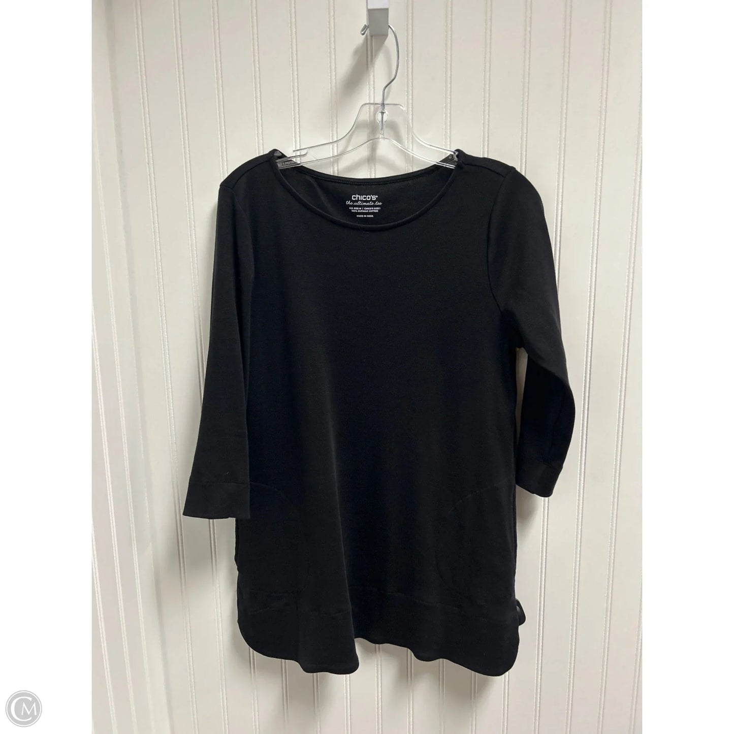 Top 3/4 Sleeve Basic By Chicos In Black, Size: M