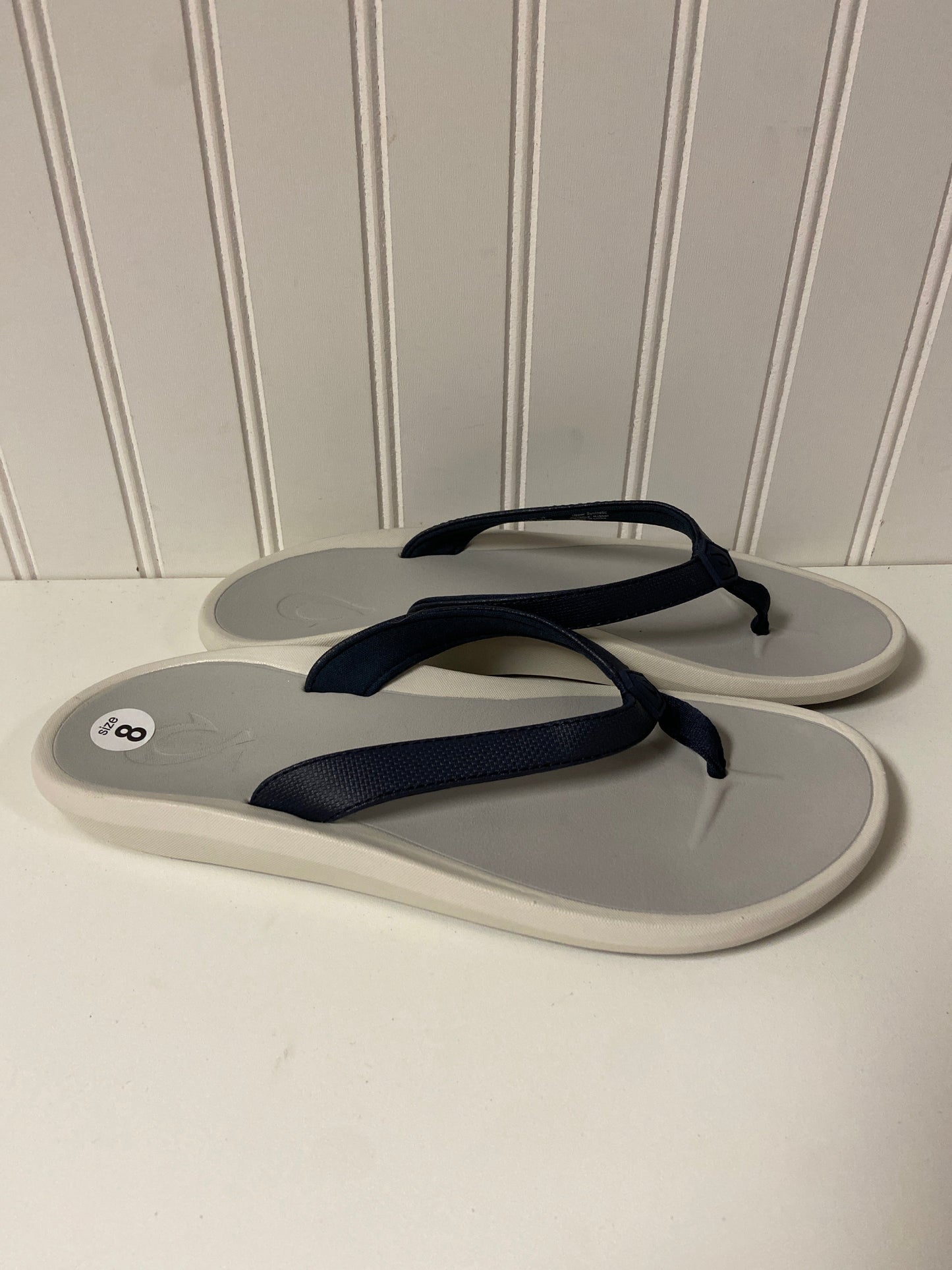 Sandals Flip Flops By Clothes Mentor In Blue & Grey, Size: 8