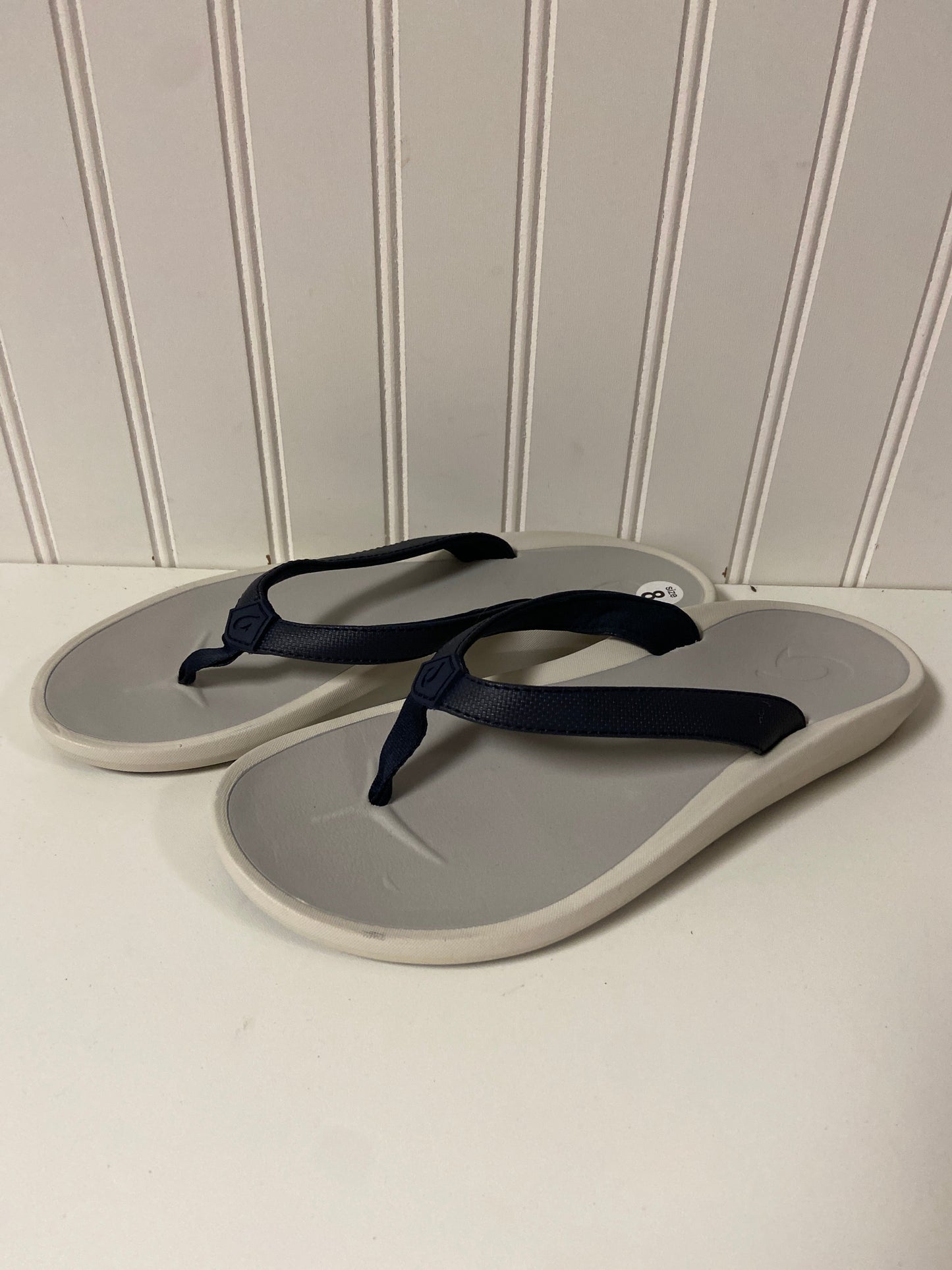 Sandals Flip Flops By Clothes Mentor In Blue & Grey, Size: 8