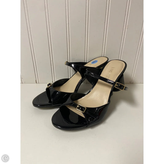 Sandals Heels Stiletto By Nine West In Black & Gold, Size: 6