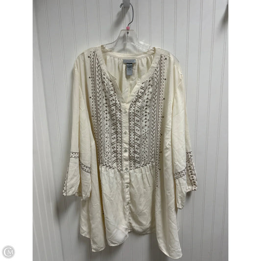 Sweater Cardigan By Catherines In Cream & Tan, Size: 4x