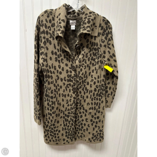 Sweater Cardigan By Chicos In Animal Print, Size: L