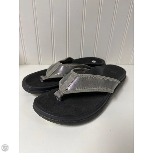 Sandals Flip Flops By Abeo In Black & Grey, Size: 10