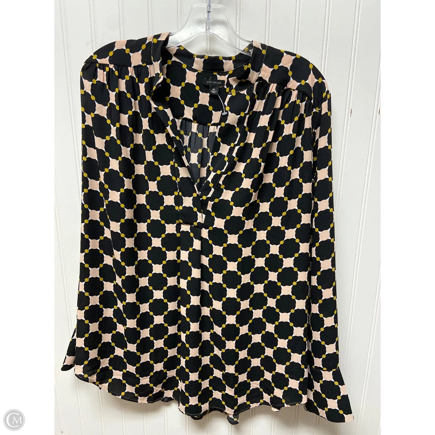 Top Long Sleeve By Ann Taylor In Black & Pink, Size: Xl