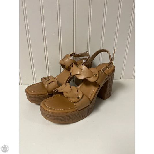 Sandals Heels Block By Pierre Dumas In Tan, Size: 7
