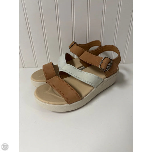 Sandals Heels Wedge By Keen In Blue & Tan, Size: 8