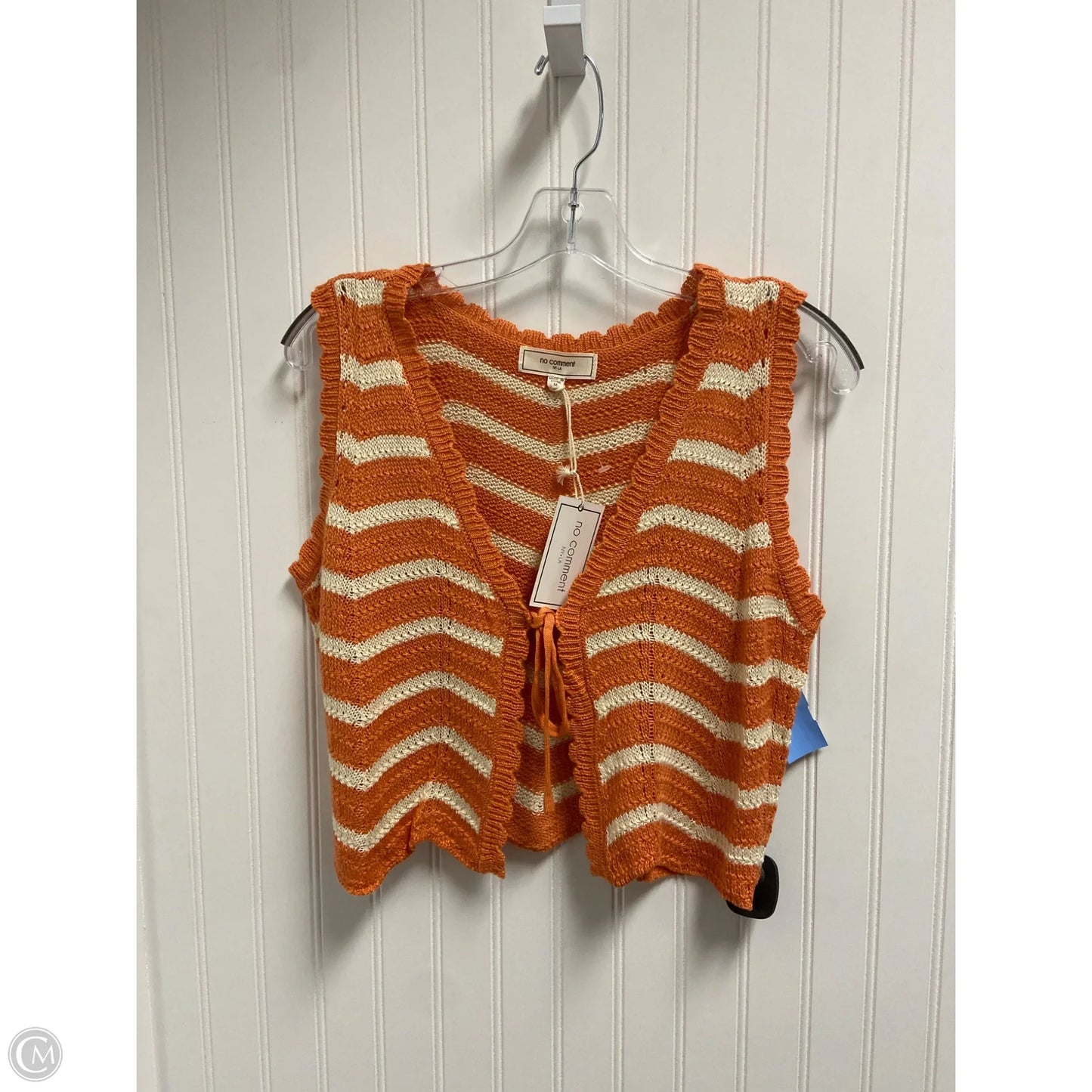 Vest Sweater By No Comment In Cream & Orange, Size: M