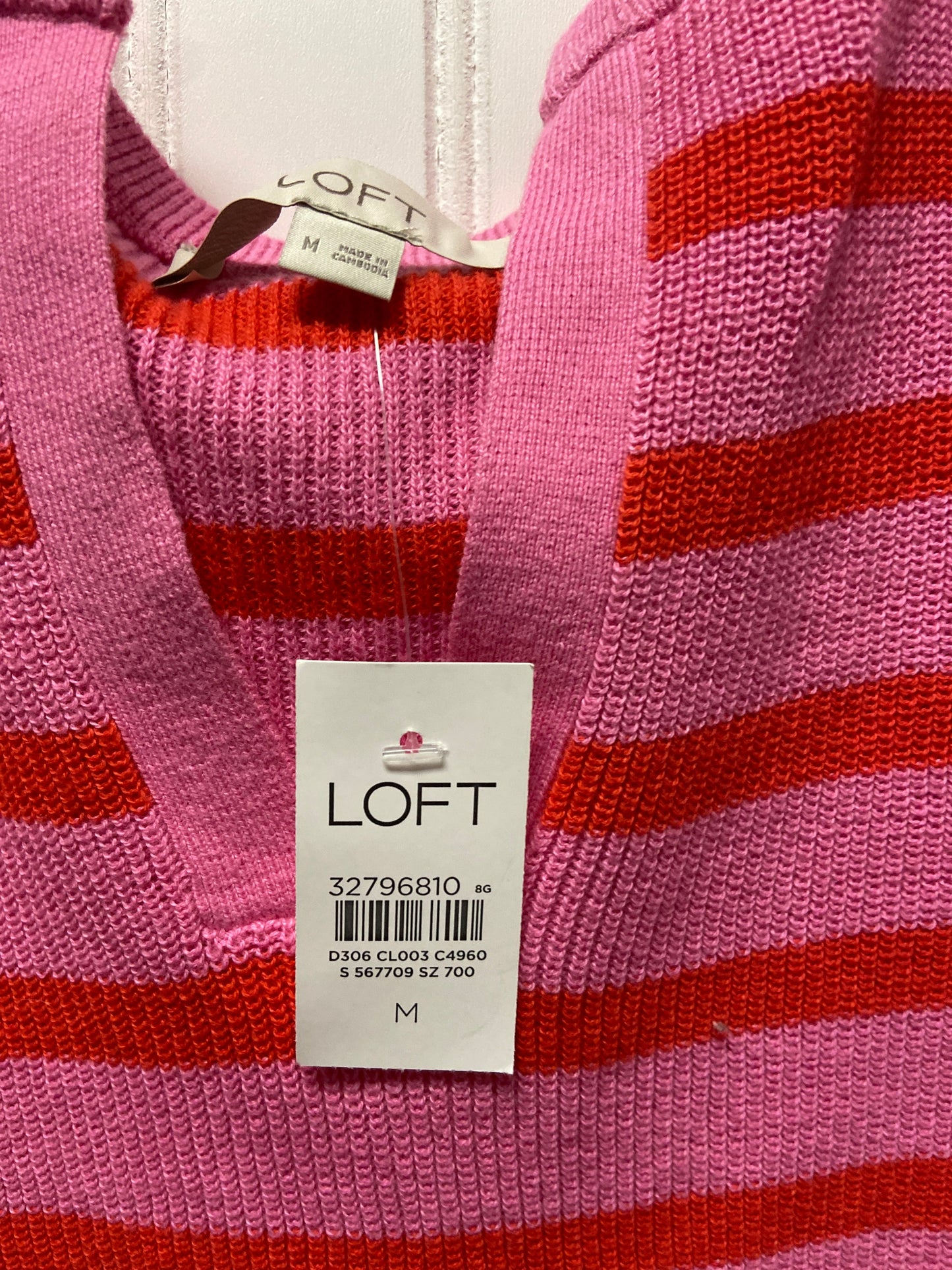 Sweater By Loft In Pink & Red, Size: M