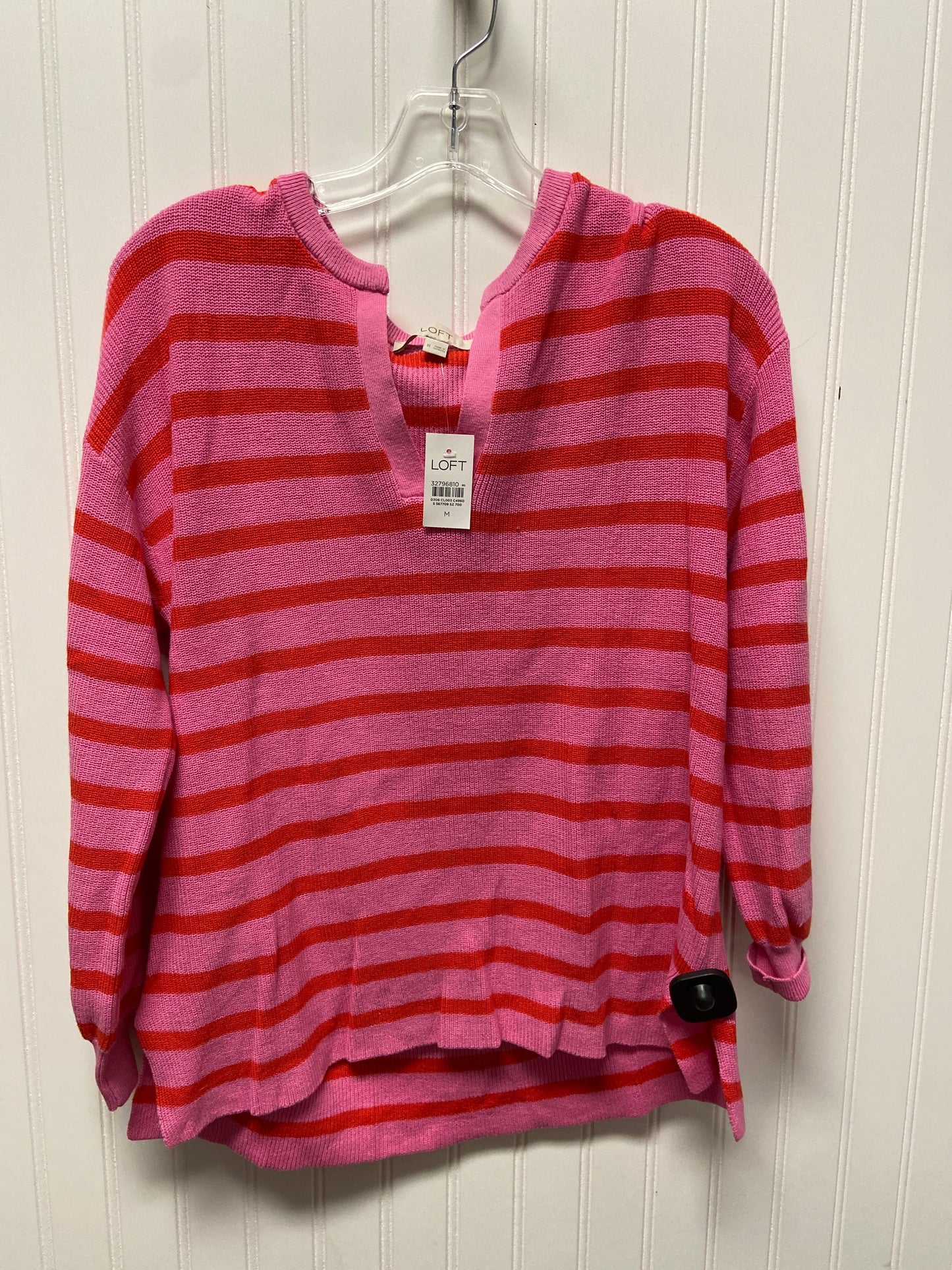 Sweater By Loft In Pink & Red, Size: M