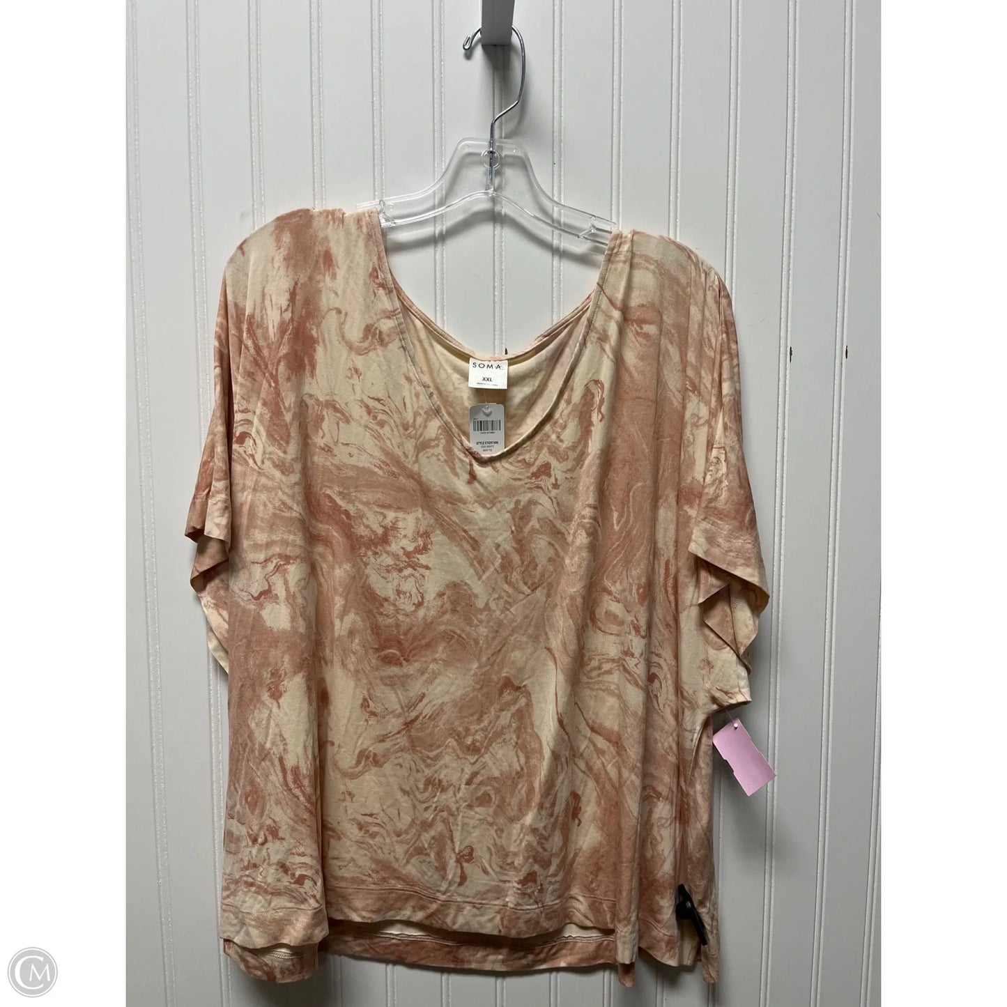 Top Short Sleeve Basic By Soma In Cream & Orange, Size: 1x