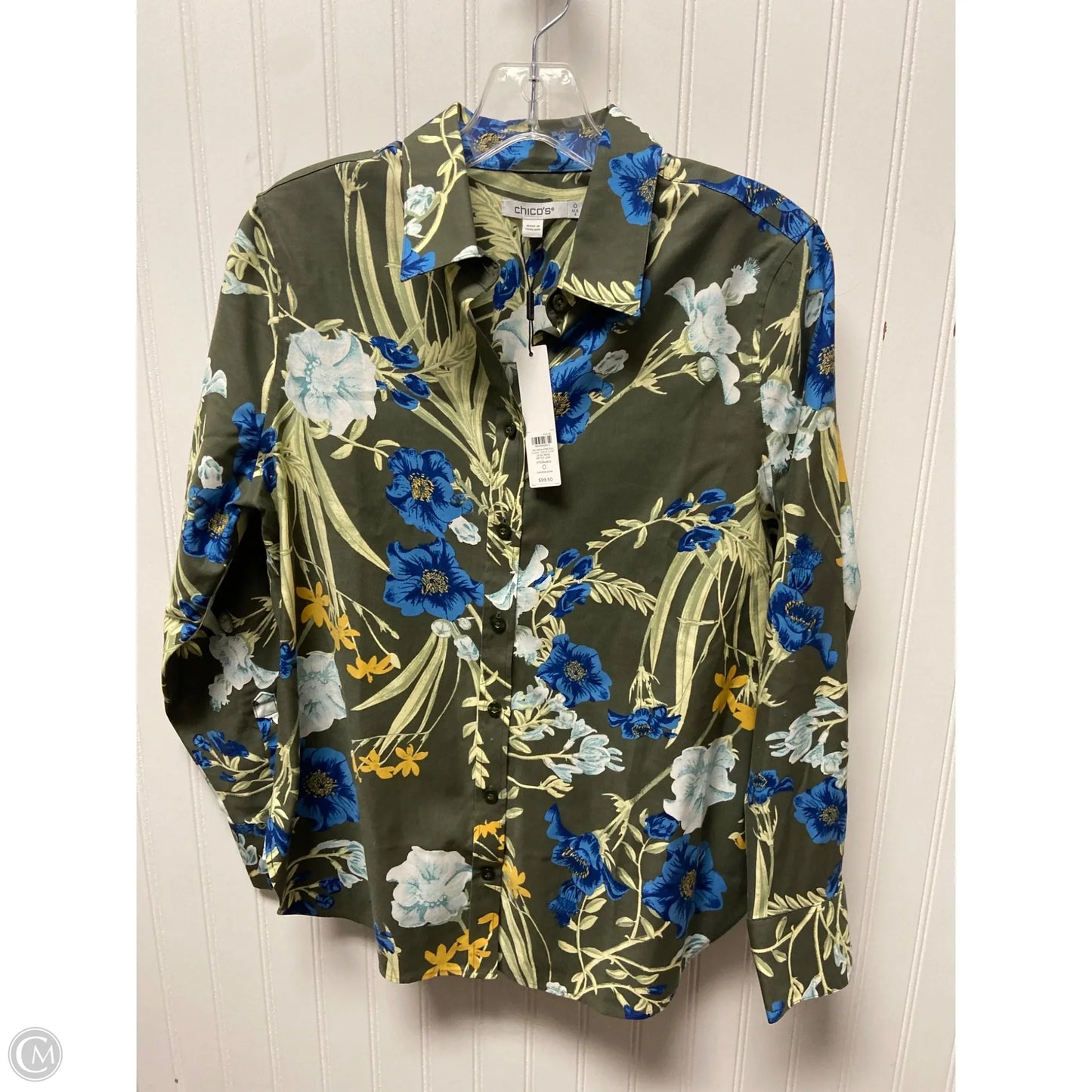 Top Long Sleeve By Chicos In Green, Size: S