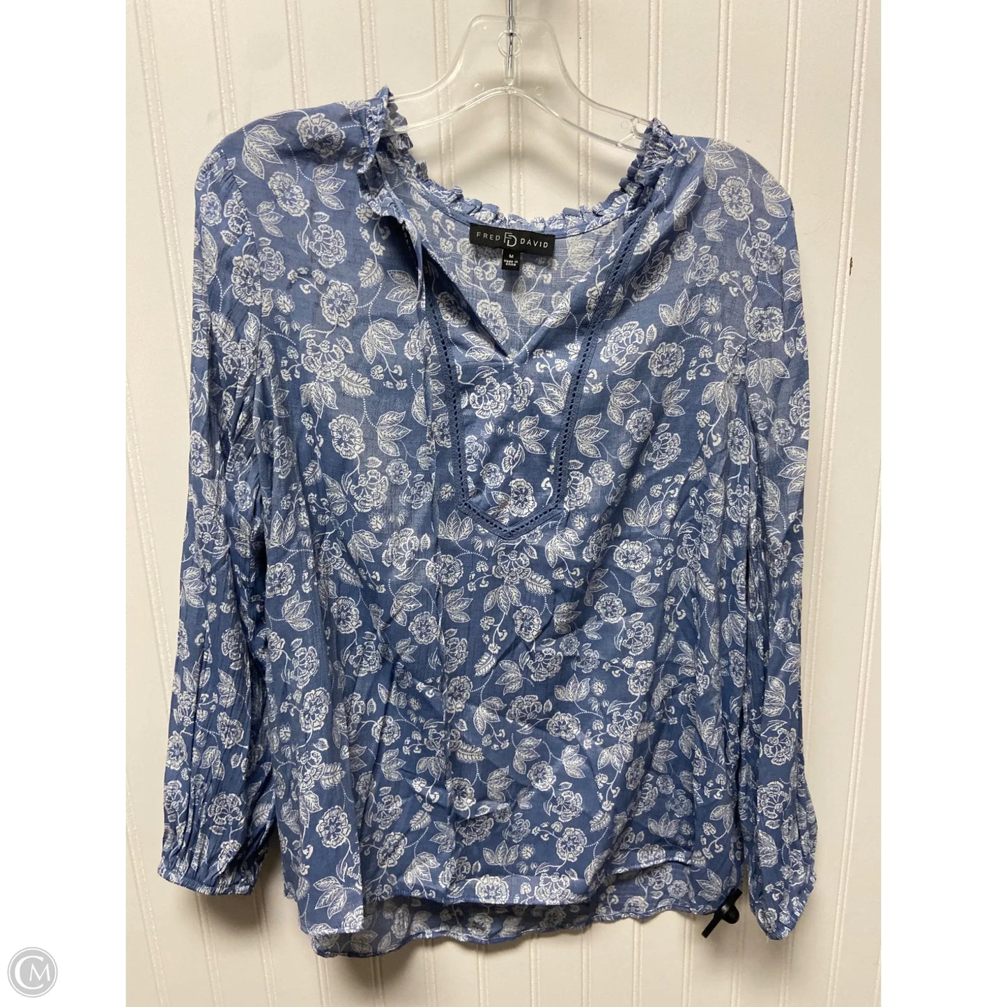 Top Long Sleeve By Fred David In Blue, Size: M