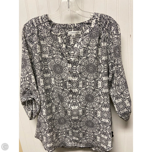 Top 3/4 Sleeve By Croft And Barrow In Black & White, Size: M
