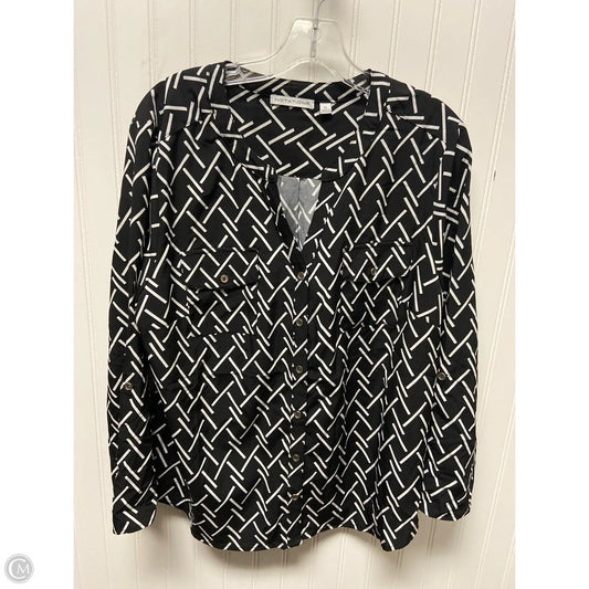Top Long Sleeve By Notations In Black & White, Size: Xl