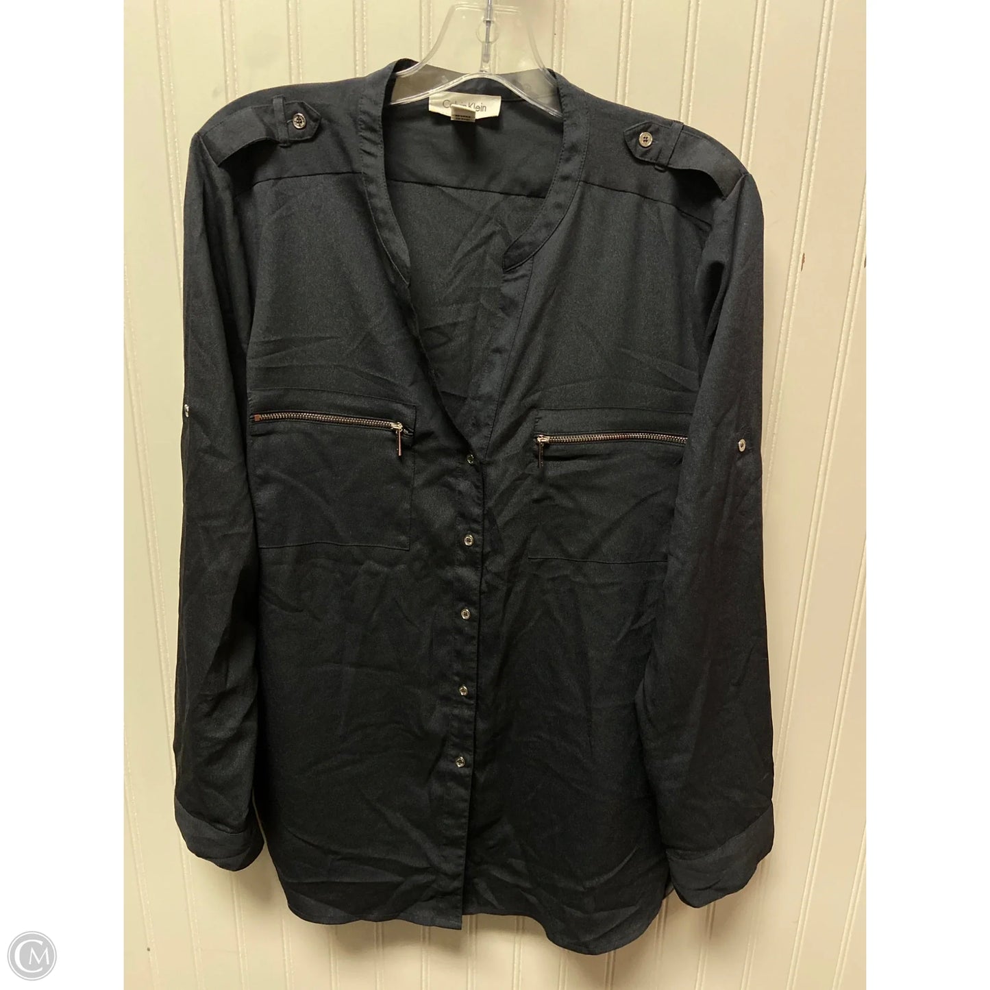 Top Long Sleeve By Calvin Klein In Navy, Size: L