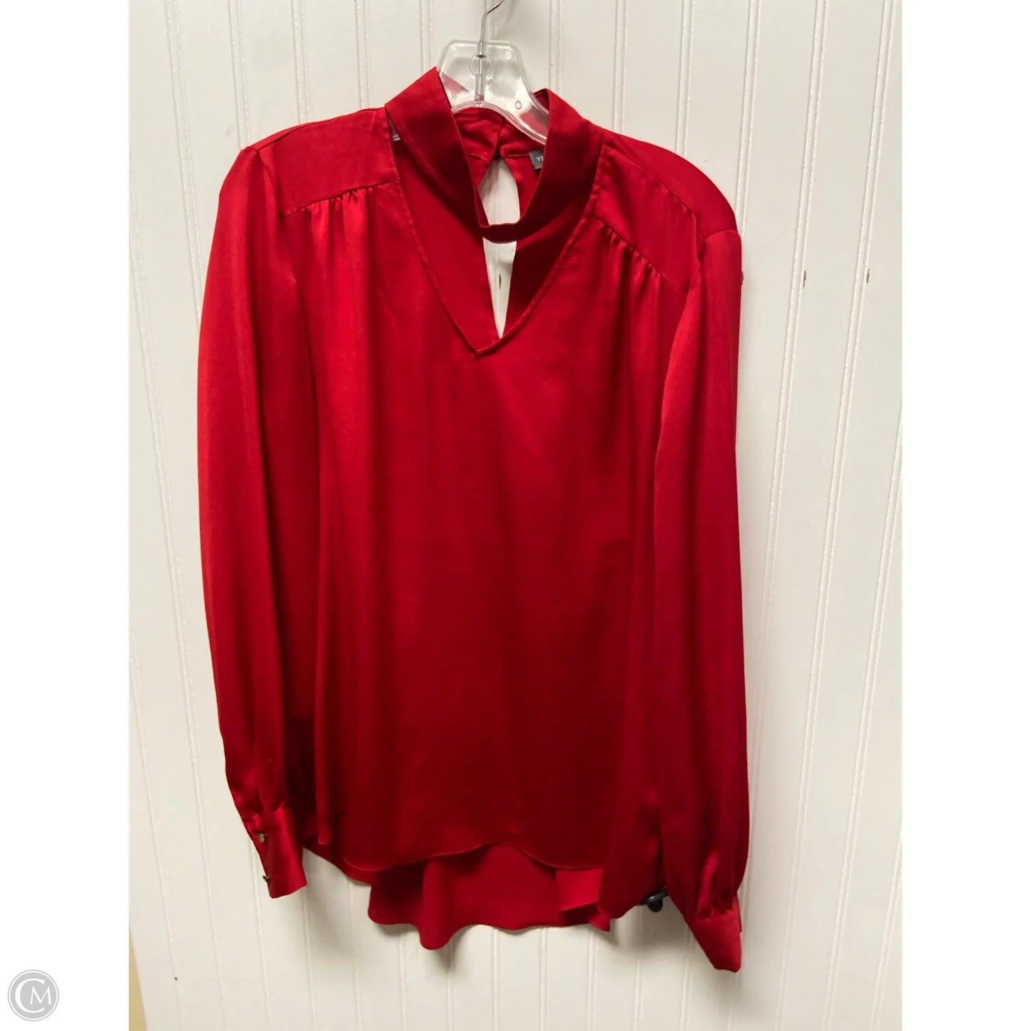 Top Long Sleeve By Vince Camuto In Red, Size: S