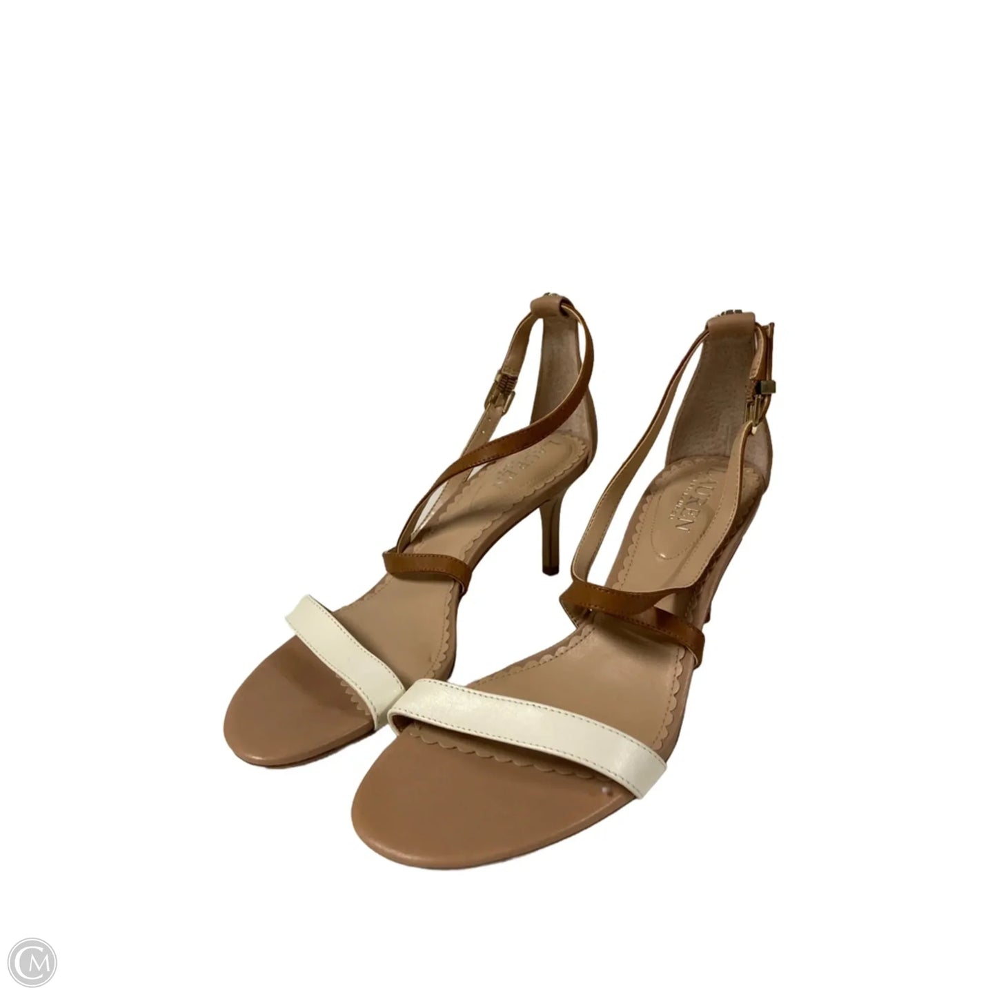 Sandals Heels Kitten By Lauren By Ralph Lauren In Tan, Size: 7.5