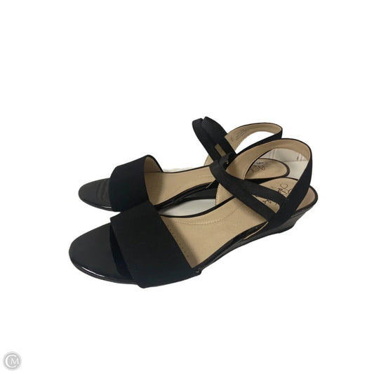 Sandals Heels Wedge By Life Stride In Black, Size: 8.5
