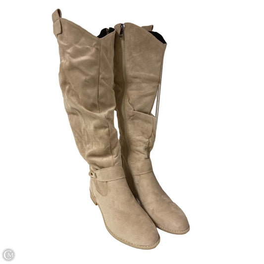 Boots Knee Heels By Cme In Beige, Size: 11