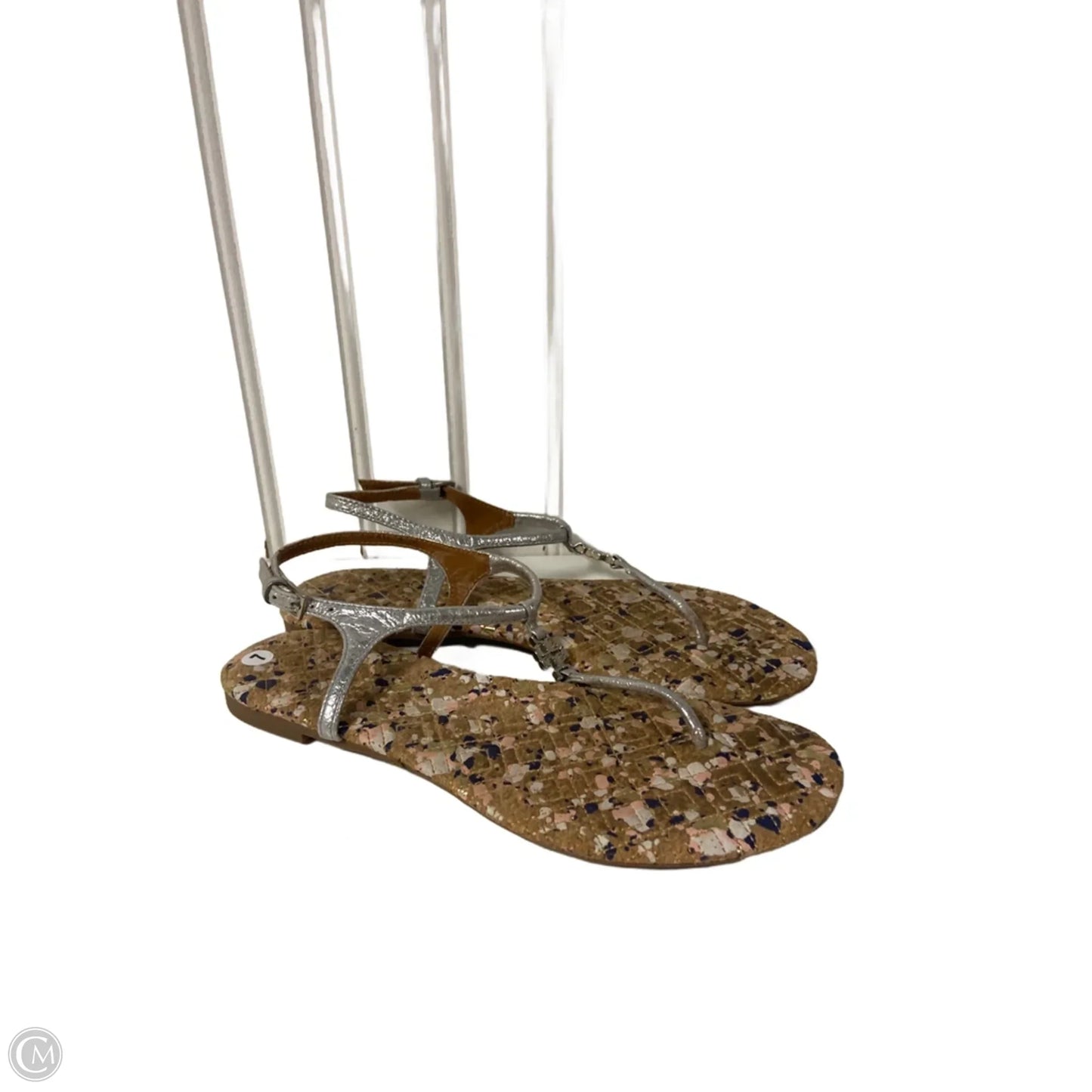 Sandals Designer By Tory Burch In Silver, Size: 7