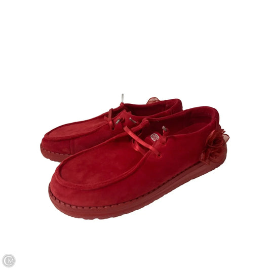 Shoes Flats By Hey Dude In Red, Size: 9