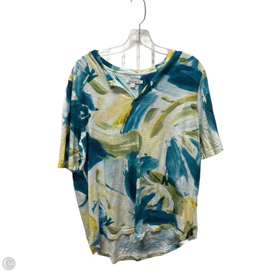 Top Short Sleeve By Chicos In Blue & Green, Size: 2x