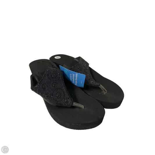 Sandals Heels Wedge By Clothes Mentor In Black, Size: 7
