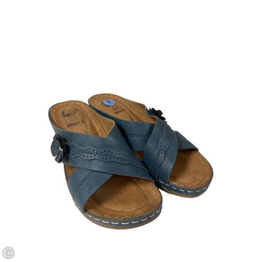 Sandals Heels Wedge By Clothes Mentor In Blue, Size: 6