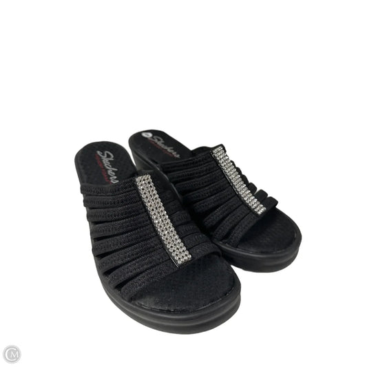 Sandals Heels Wedge By Skechers In Black, Size: 8