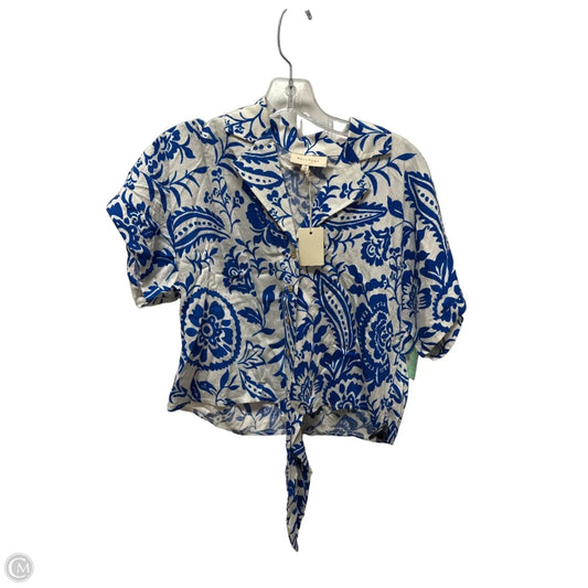 Top Short Sleeve By Melloday In Blue & White, Size: S