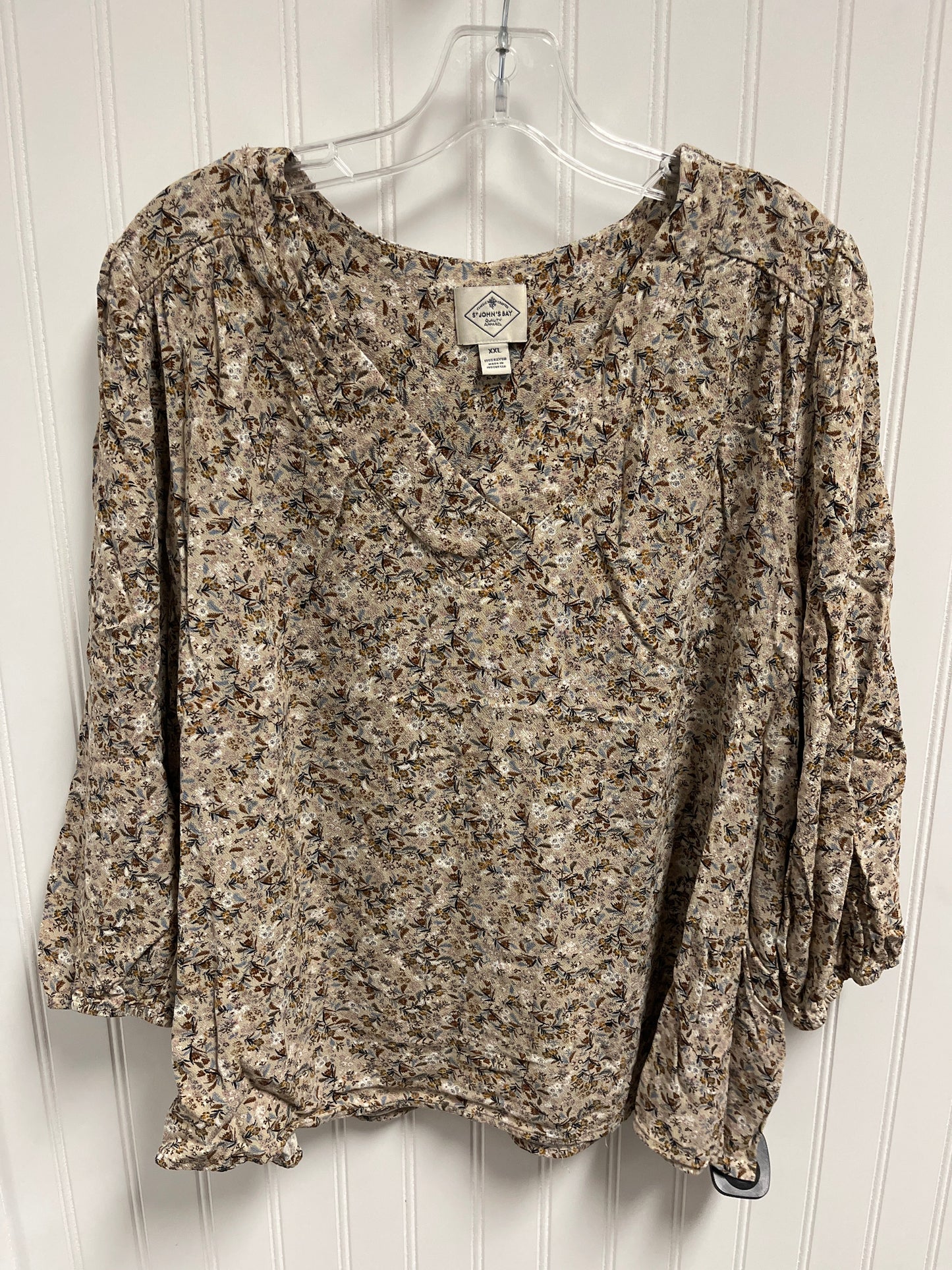 Top Long Sleeve By St Johns Bay In Floral Print, Size: 1x