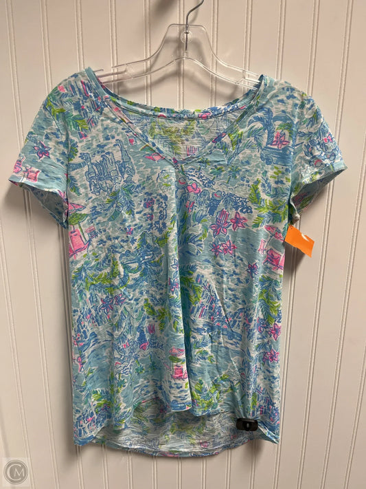 Top Short Sleeve Designer By Lilly Pulitzer In Blue, Size: M