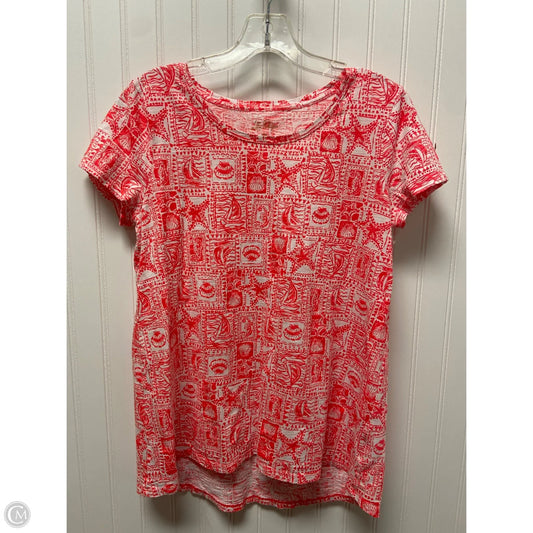 Top Short Sleeve Designer By Lilly Pulitzer In Red & White, Size: S