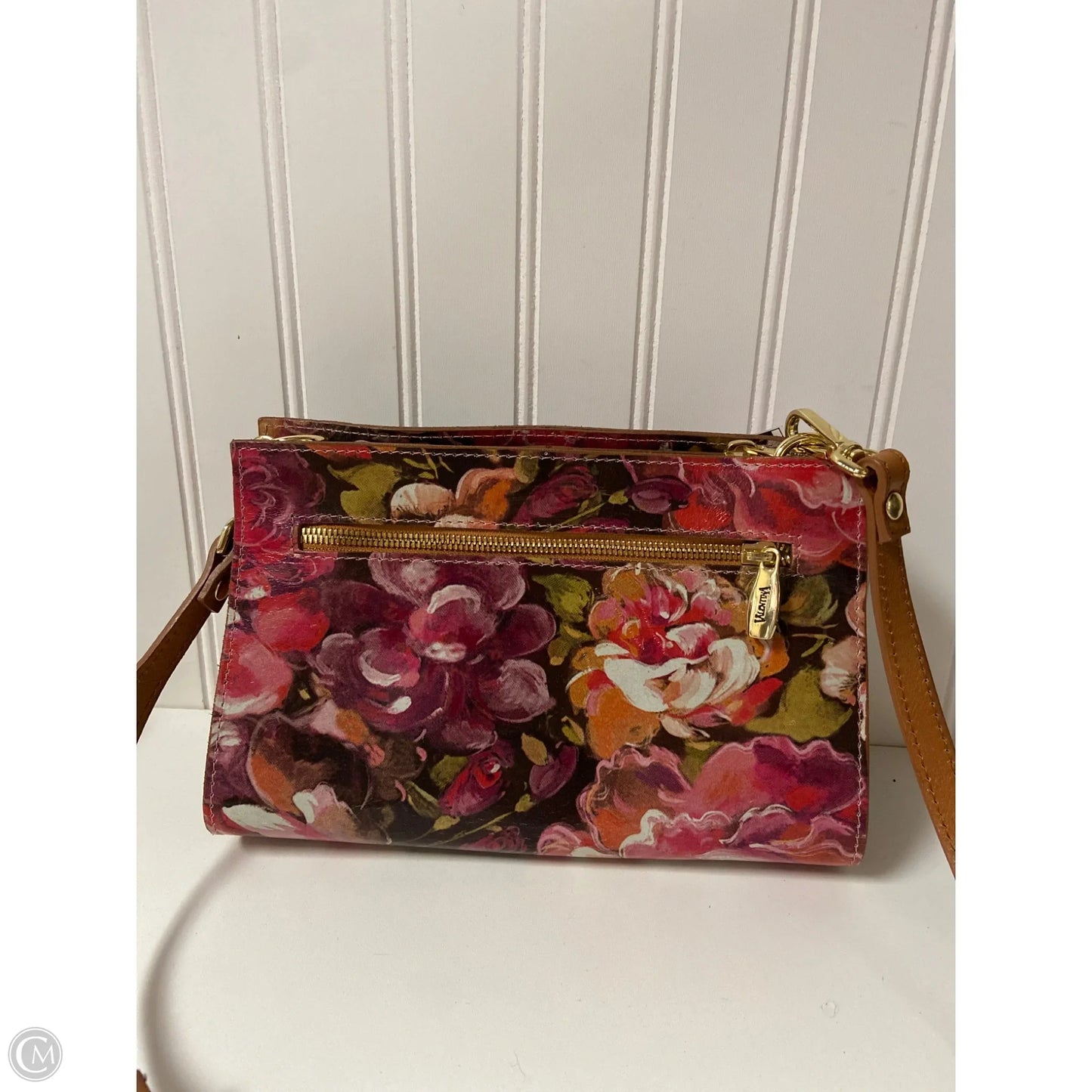 Handbag Leather By Valentina, Size: Medium