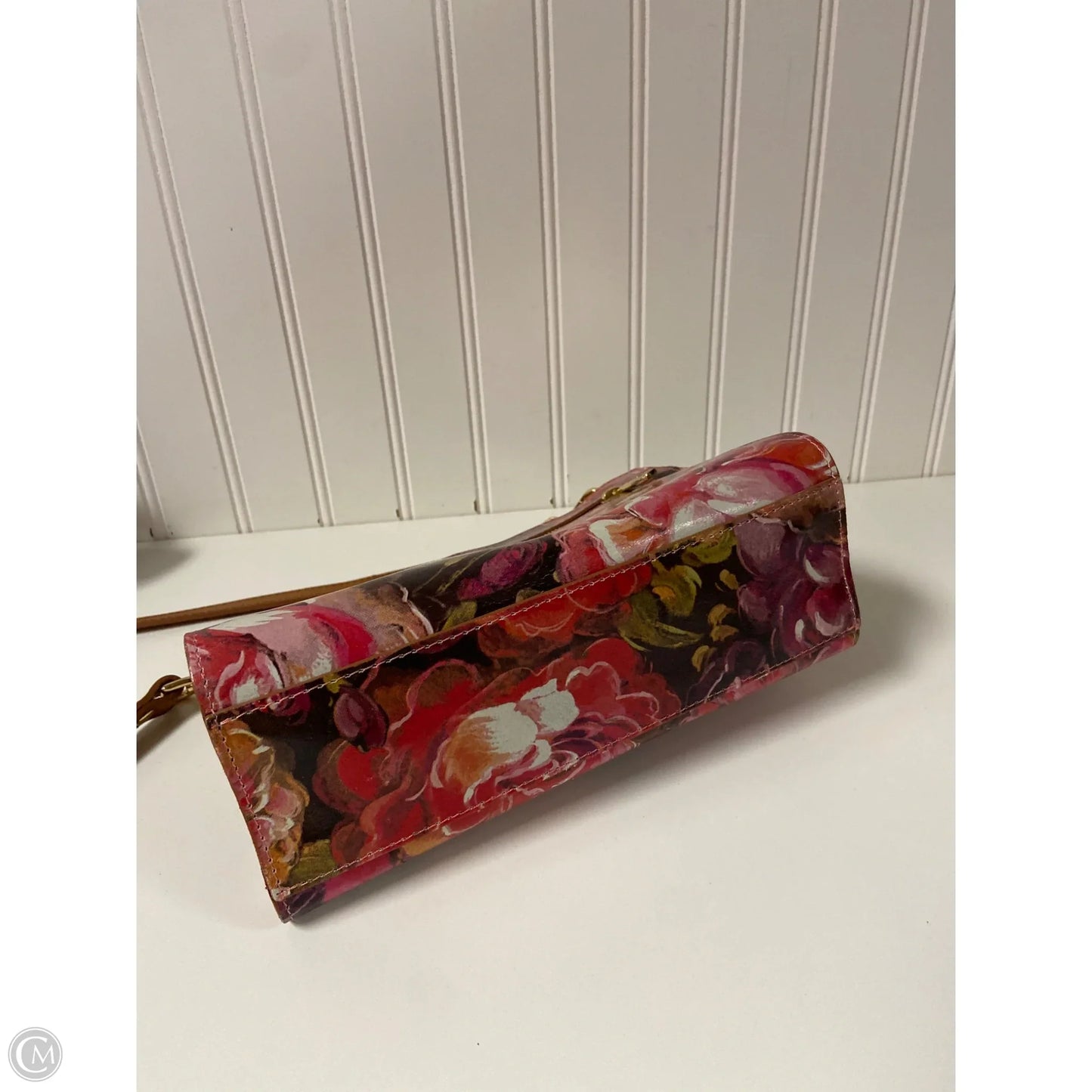 Handbag Leather By Valentina, Size: Medium