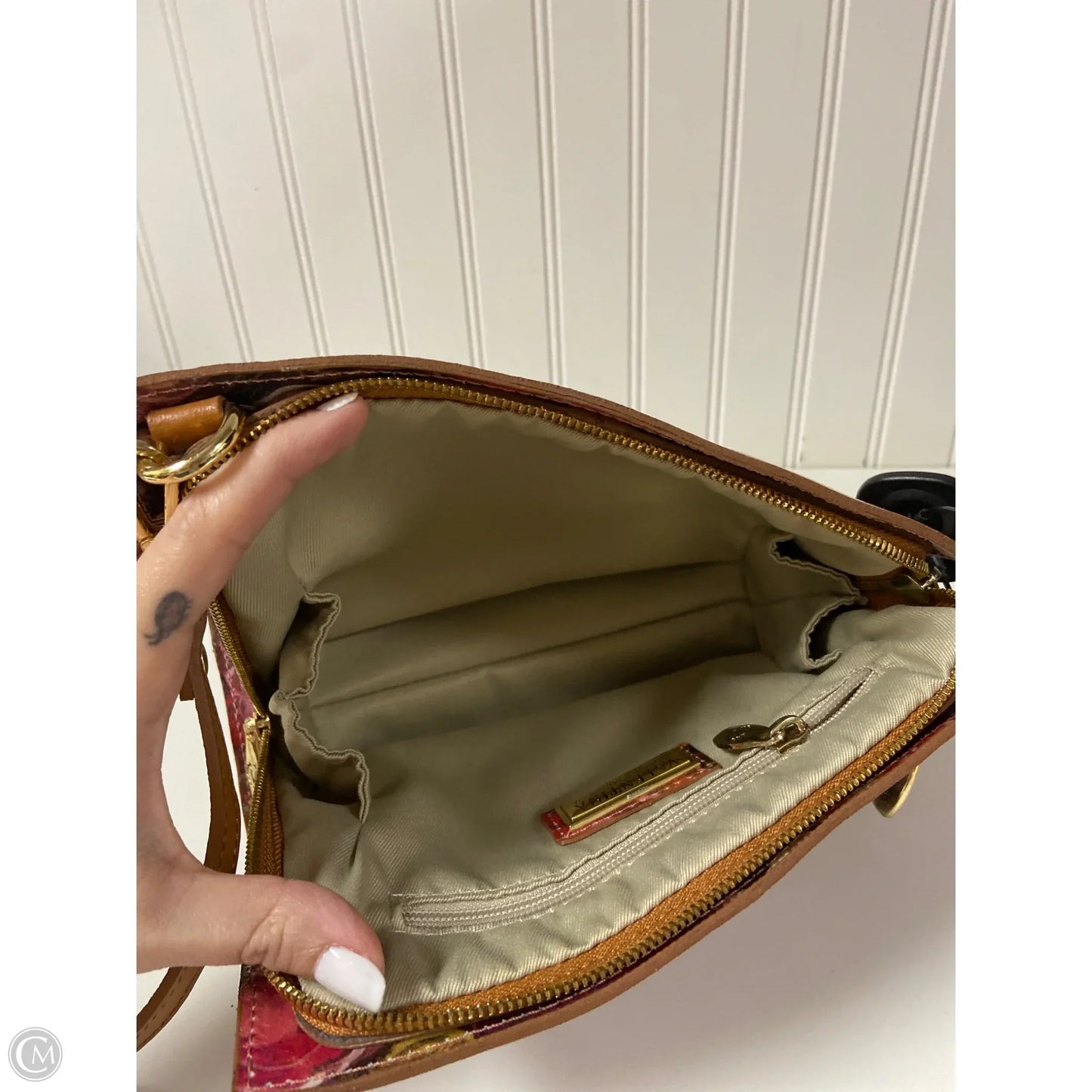 Handbag Leather By Valentina, Size: Medium