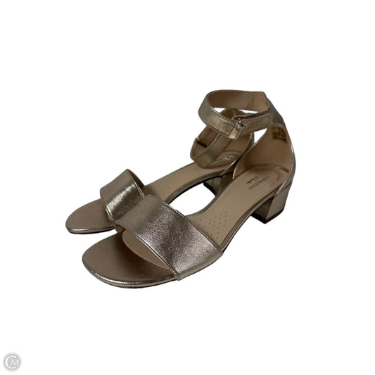 Shoes Heels Block By Clarks In Gold, Size: 8.5