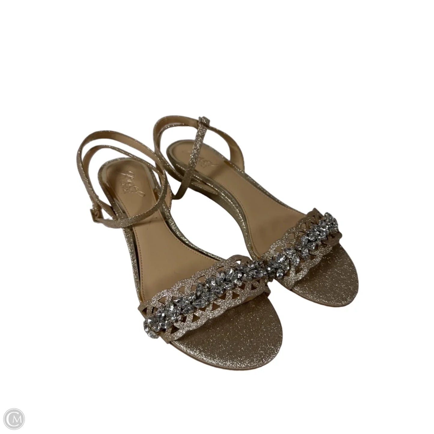 Shoes Heels Block By Badgley Mischka In Gold, Size: 9.5