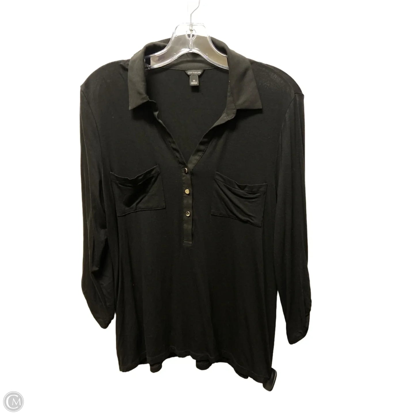 Top Long Sleeve By Ann Taylor In Black, Size: M