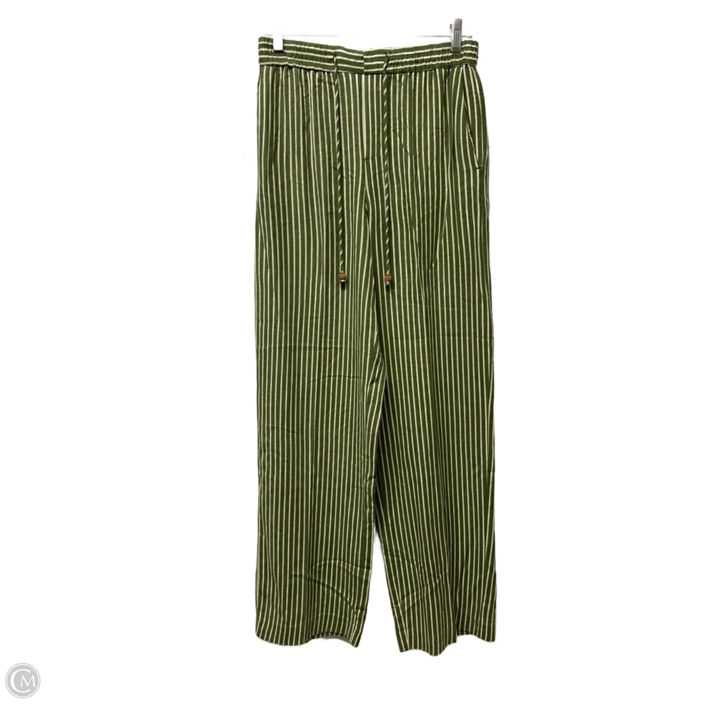 Pants Wide Leg By Zara In Green & White, Size: S