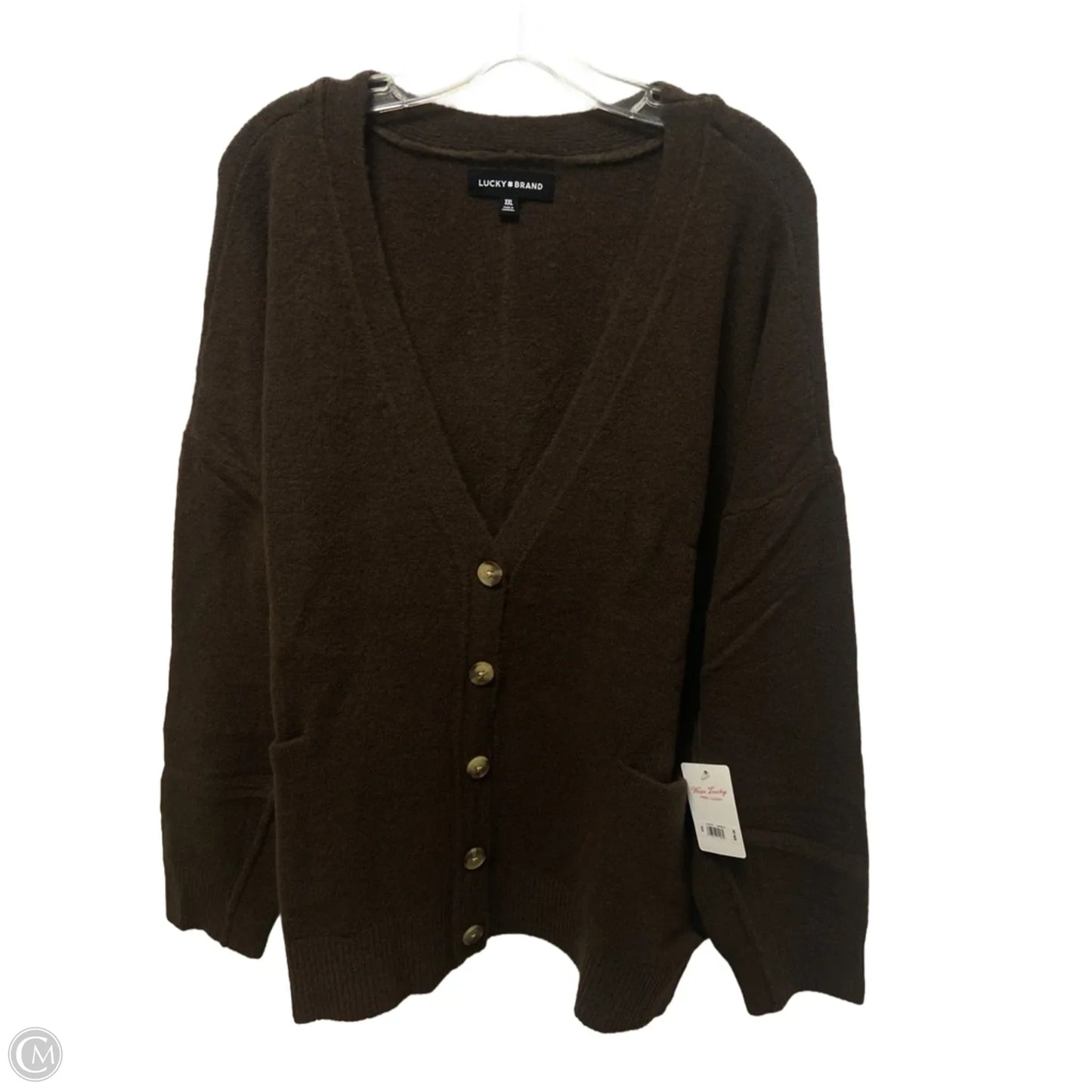 Sweater Cardigan By Lucky Brand In Brown, Size: Xxl