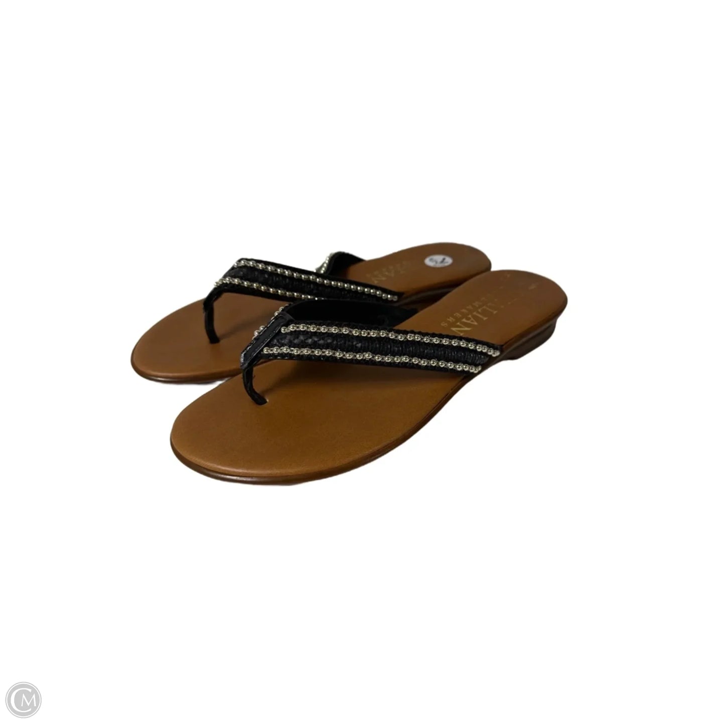 Sandals Flip Flops By Italian Shoemakers In Black & Brown, Size: 7.5