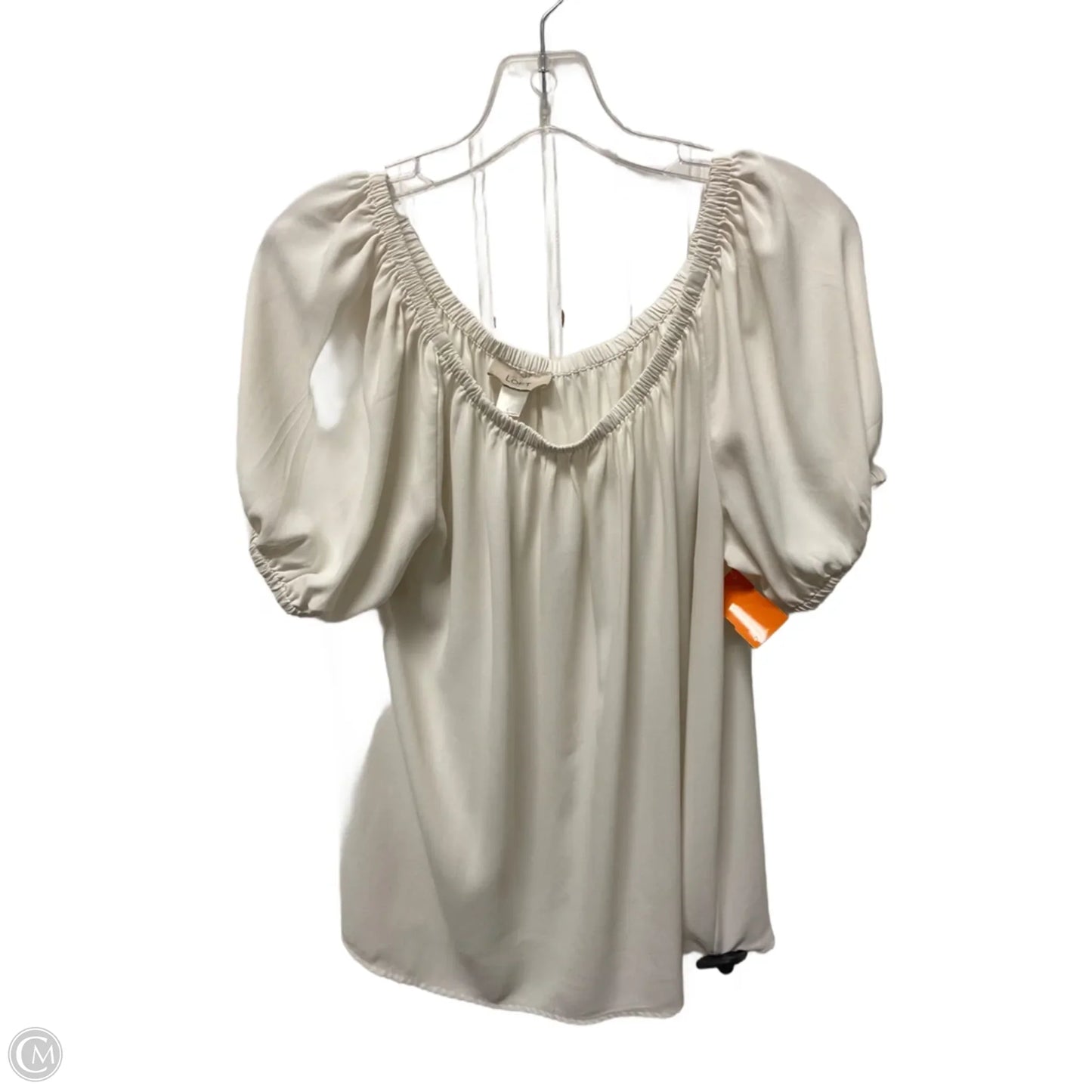 Top Short Sleeve By Loft In White, Size: L