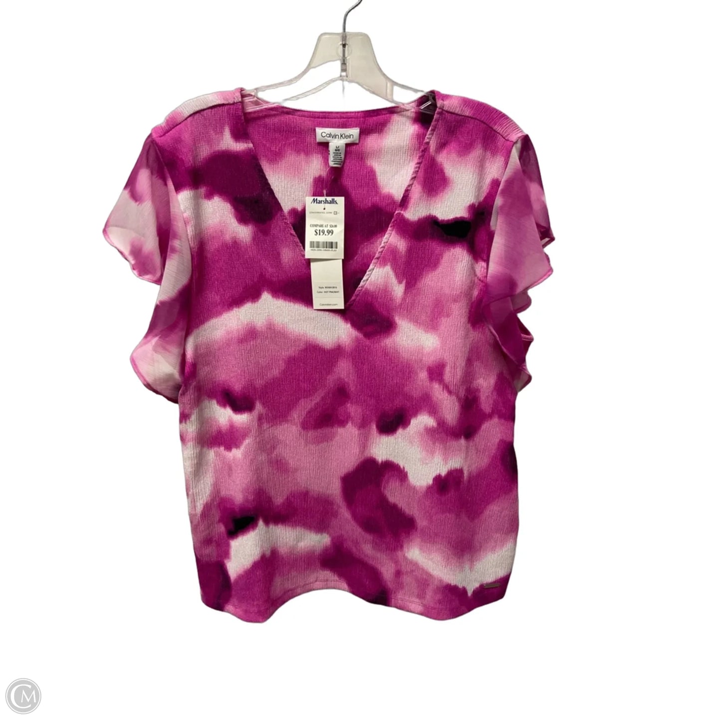 Top Short Sleeve By Calvin Klein In Purple, Size: L