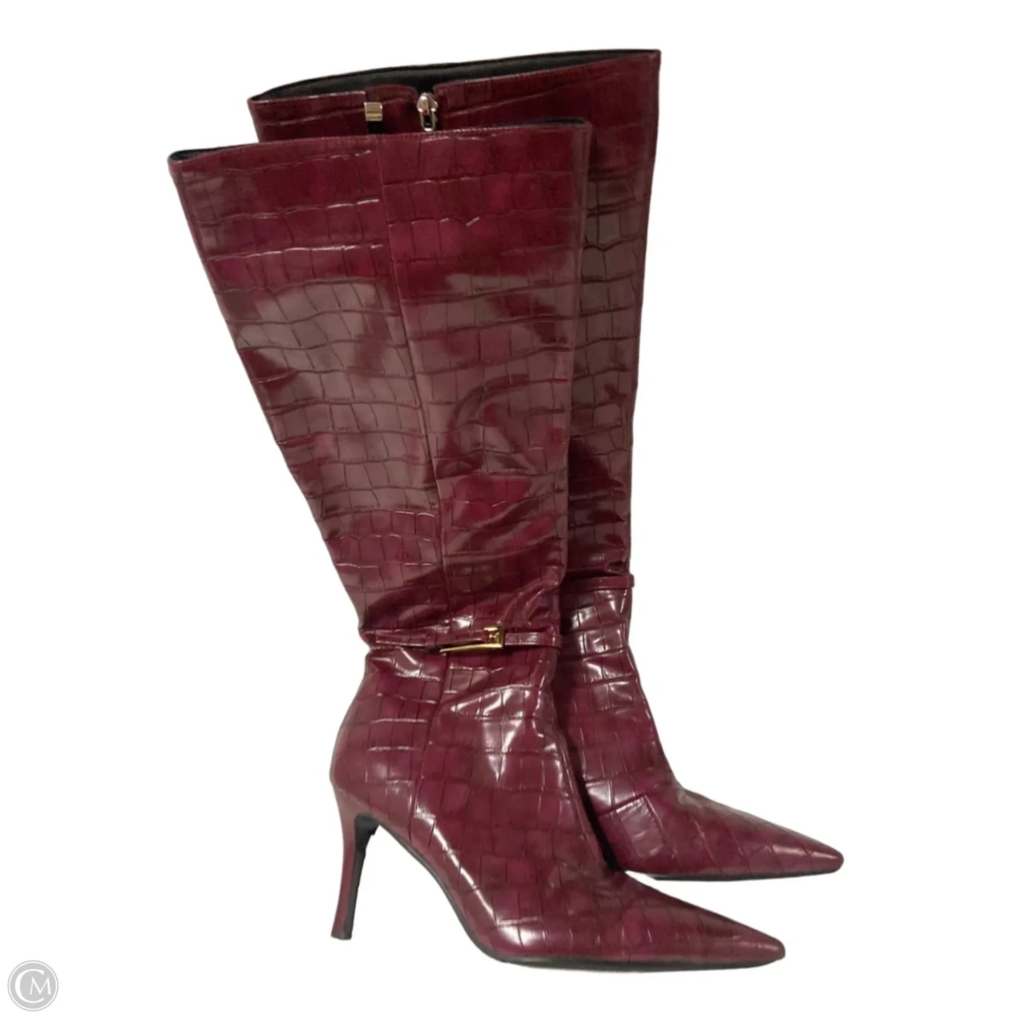 Boots Knee Heels By Clothes Mentor In Red, Size: 10