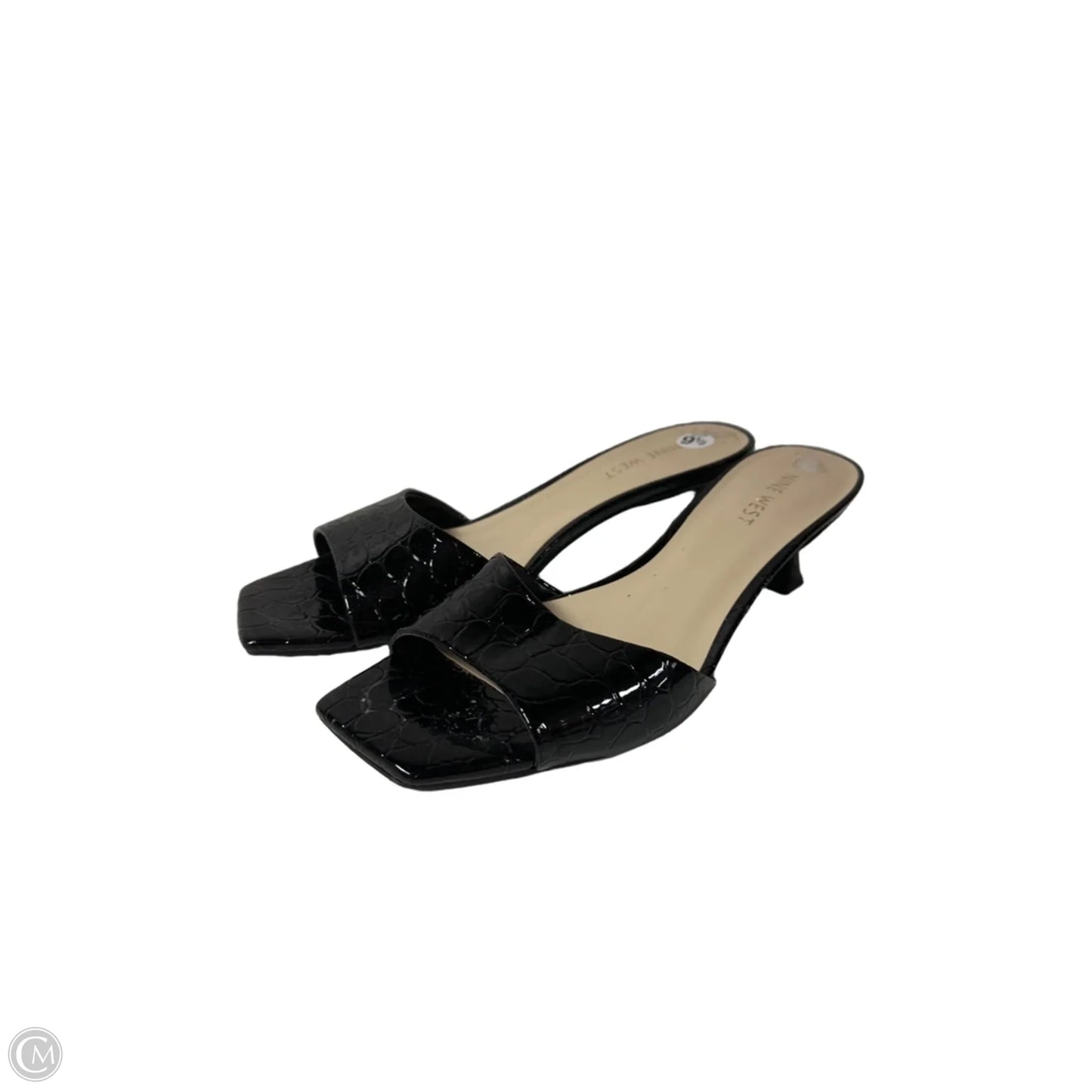 Sandals Heels Kitten By Nine West In Black, Size: 9.5