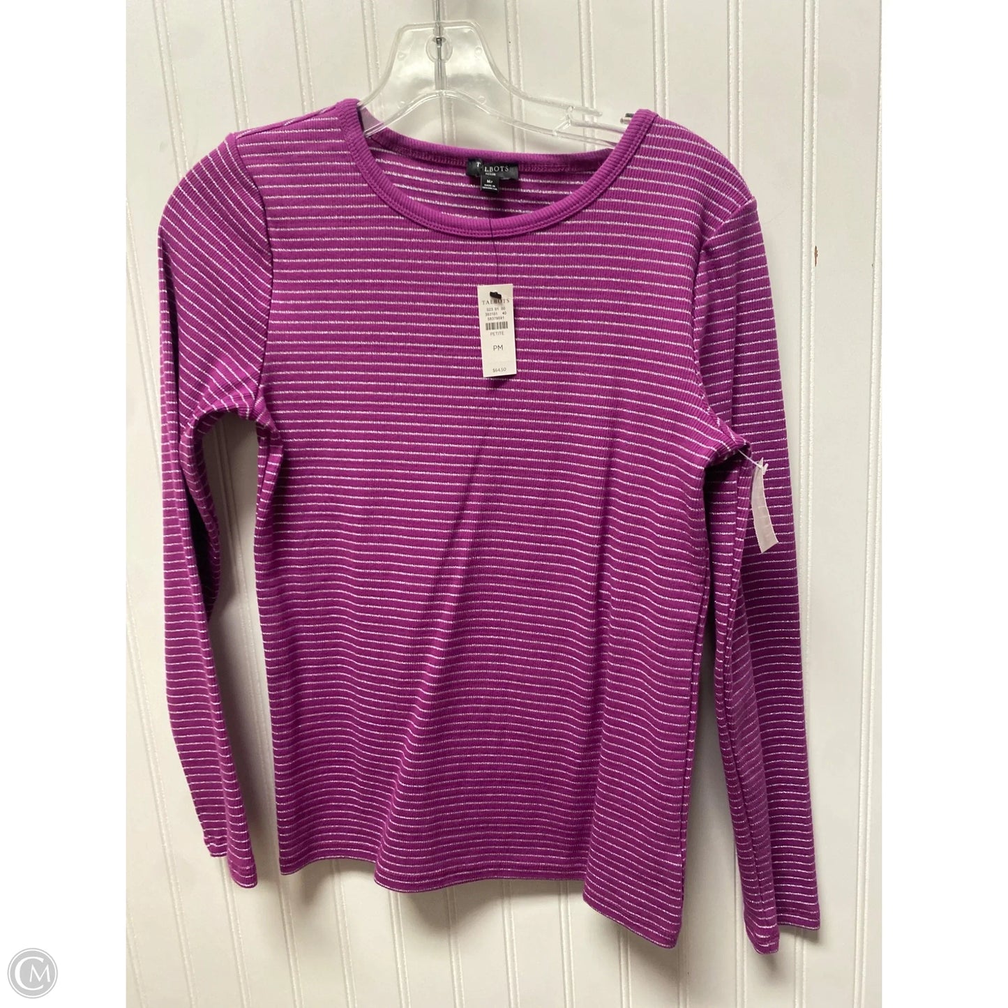 Top Long Sleeve By Talbots In Striped Pattern, Size: M