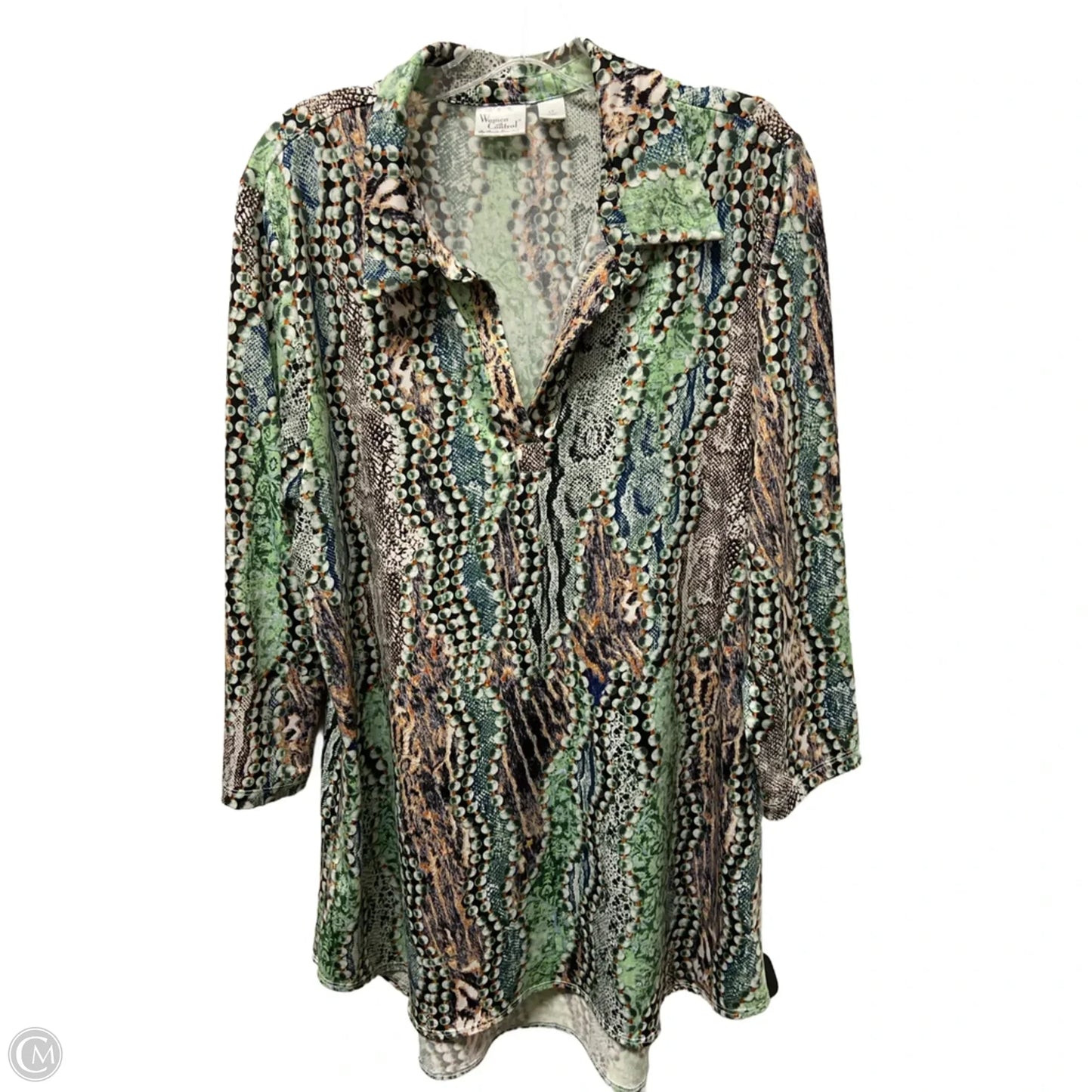 Tunic Long Sleeve By Clothes Mentor In Green, Size: L