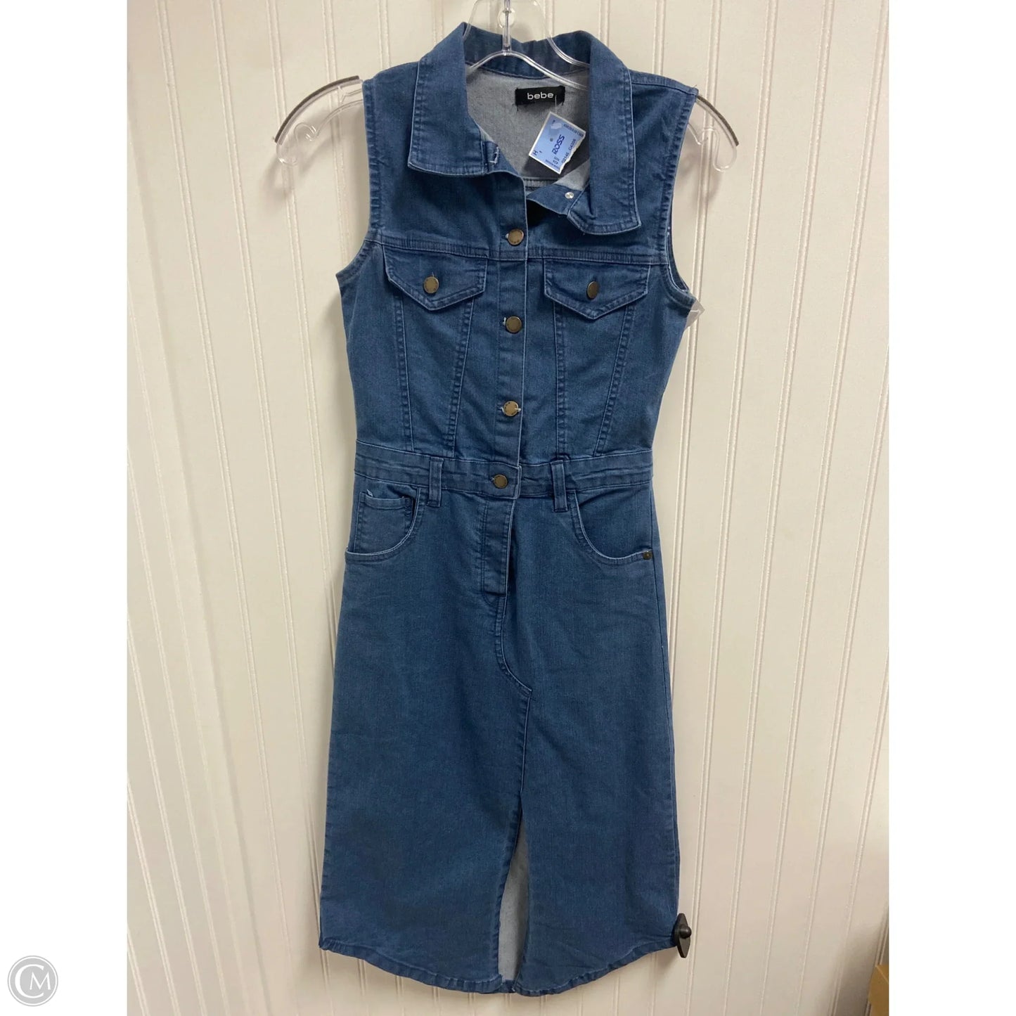 Dress Casual Midi By Bebe In Blue Denim, Size: S
