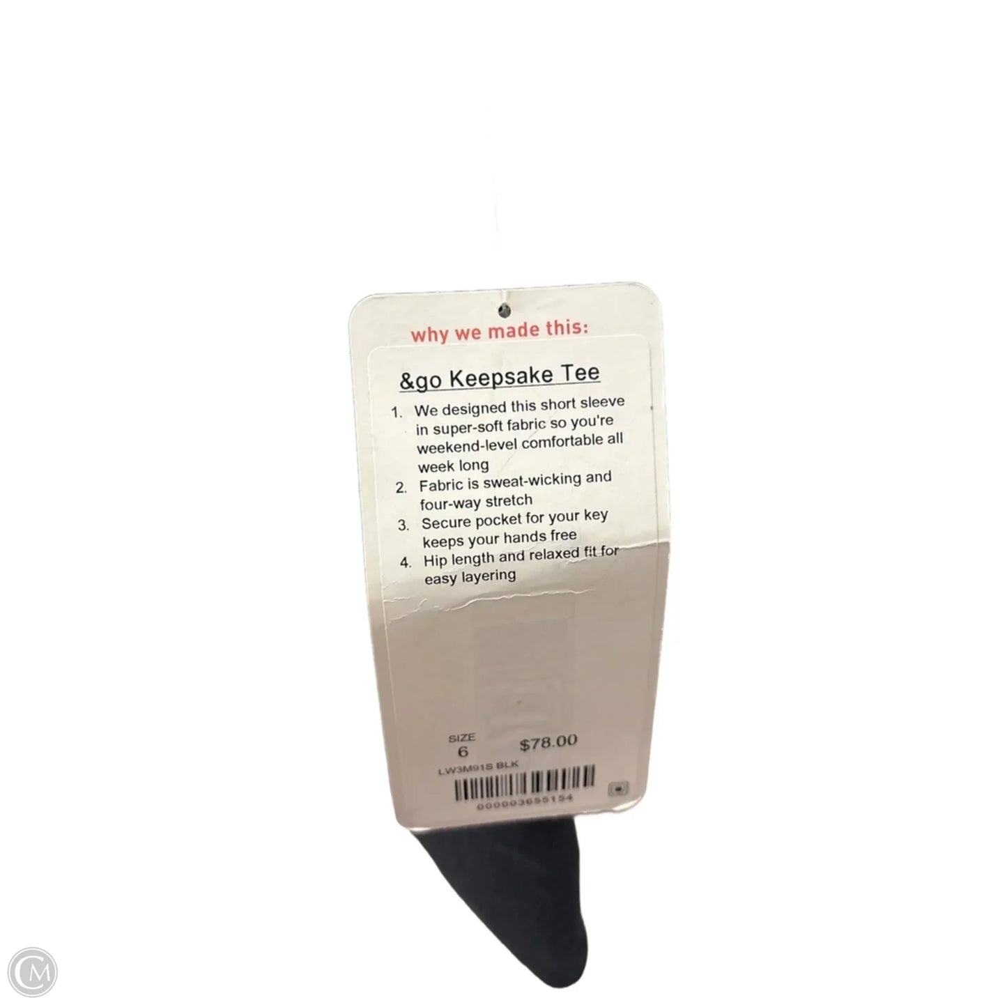 Athletic Top Short Sleeve By Lululemon In Black, Size: M